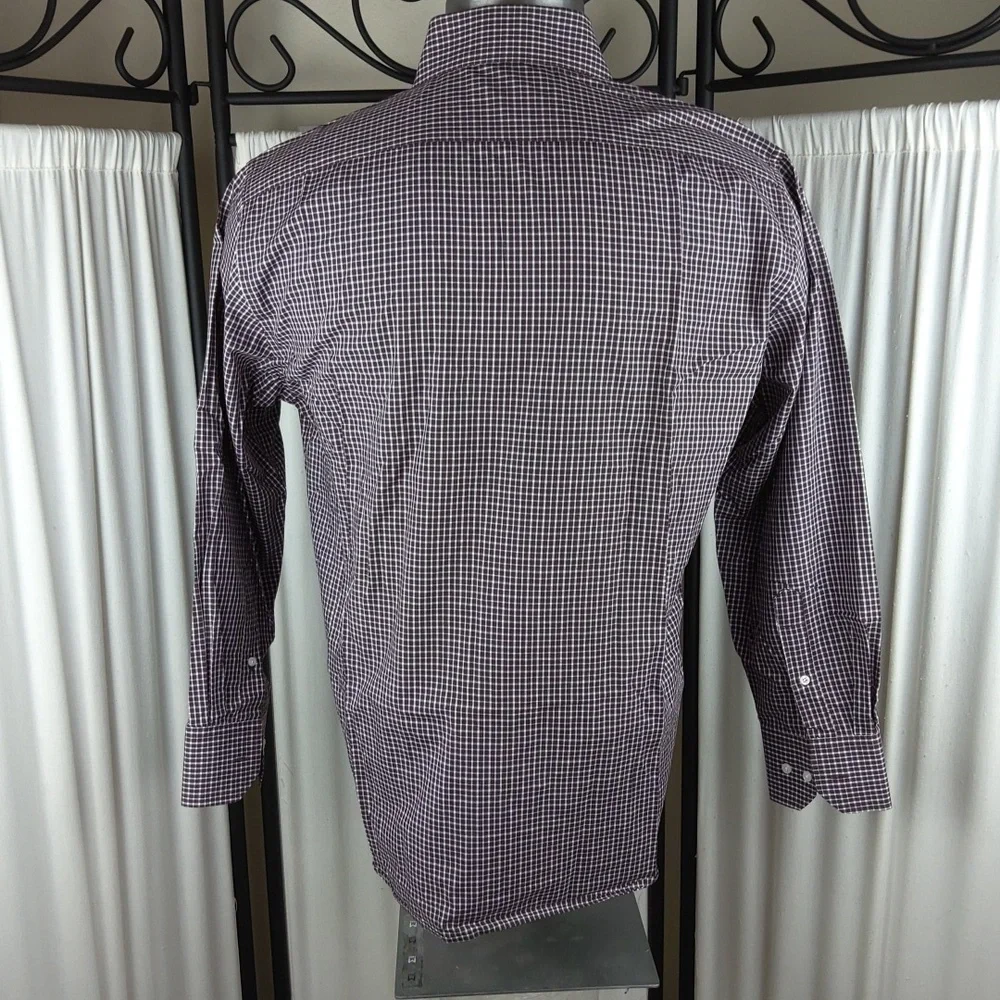 Bristol &‎ Bull Long Sleeve Button Down 100% Cotton Shirt, Purple/White, Size L